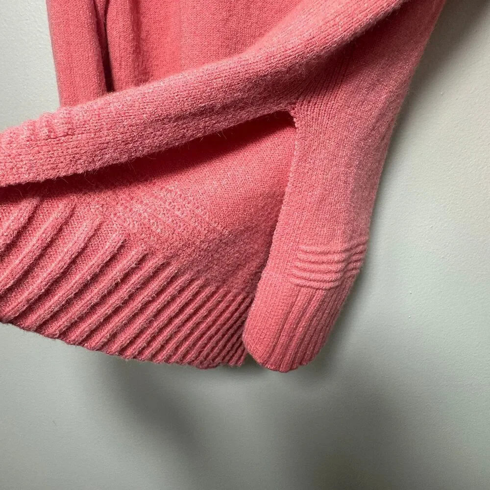 Anthropologie Margarita Tunic Sweater Button Shoulder Coral Pink Pullover Small